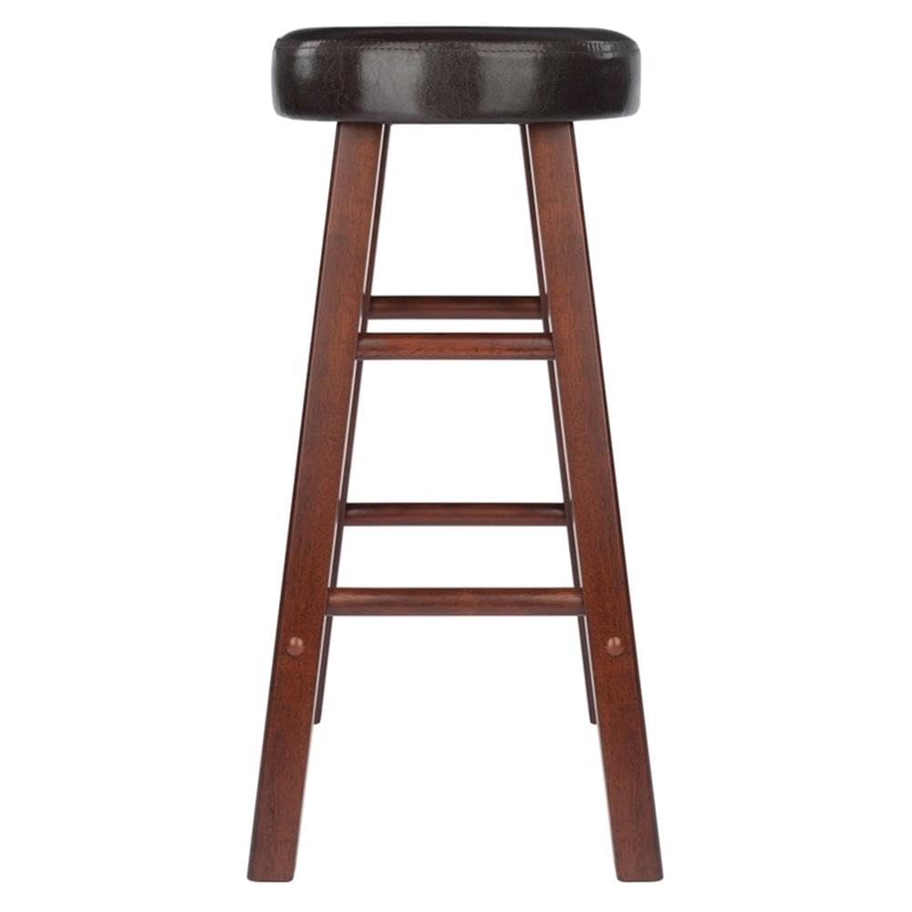 Winsome Maria 2-Piece Counter Stool Set, 25In Height, Faux Leather Cushion Seat, Walnut Finish
