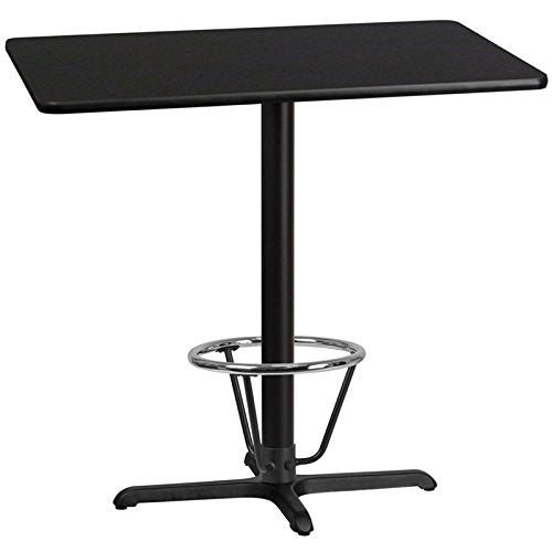Flash Furniture 30'' X 42'' Rectangular Black Laminate Table Top With 23.5'' X 29.5'' Bar Height Table Base And Foot Ring