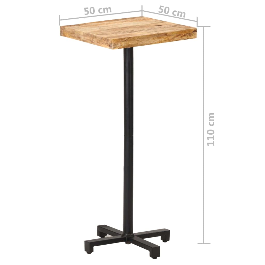 vidaXL Bar Table Square 19.7&quot;x19.7&quot;x43.3&quot; Rough Mango Wood
