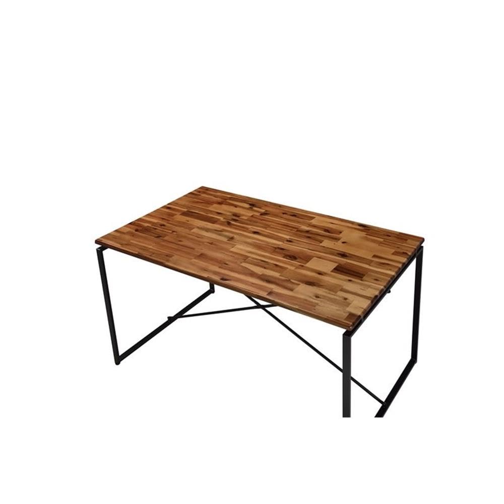 Acme Jurgen Metal Tube Dining Table In Brown Walnut