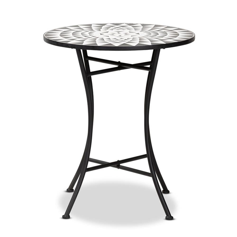 Baxton Studio Callison Modern and Contemporary Black Finished Metal and Multi-Colored Glass Outdoor Dining Table