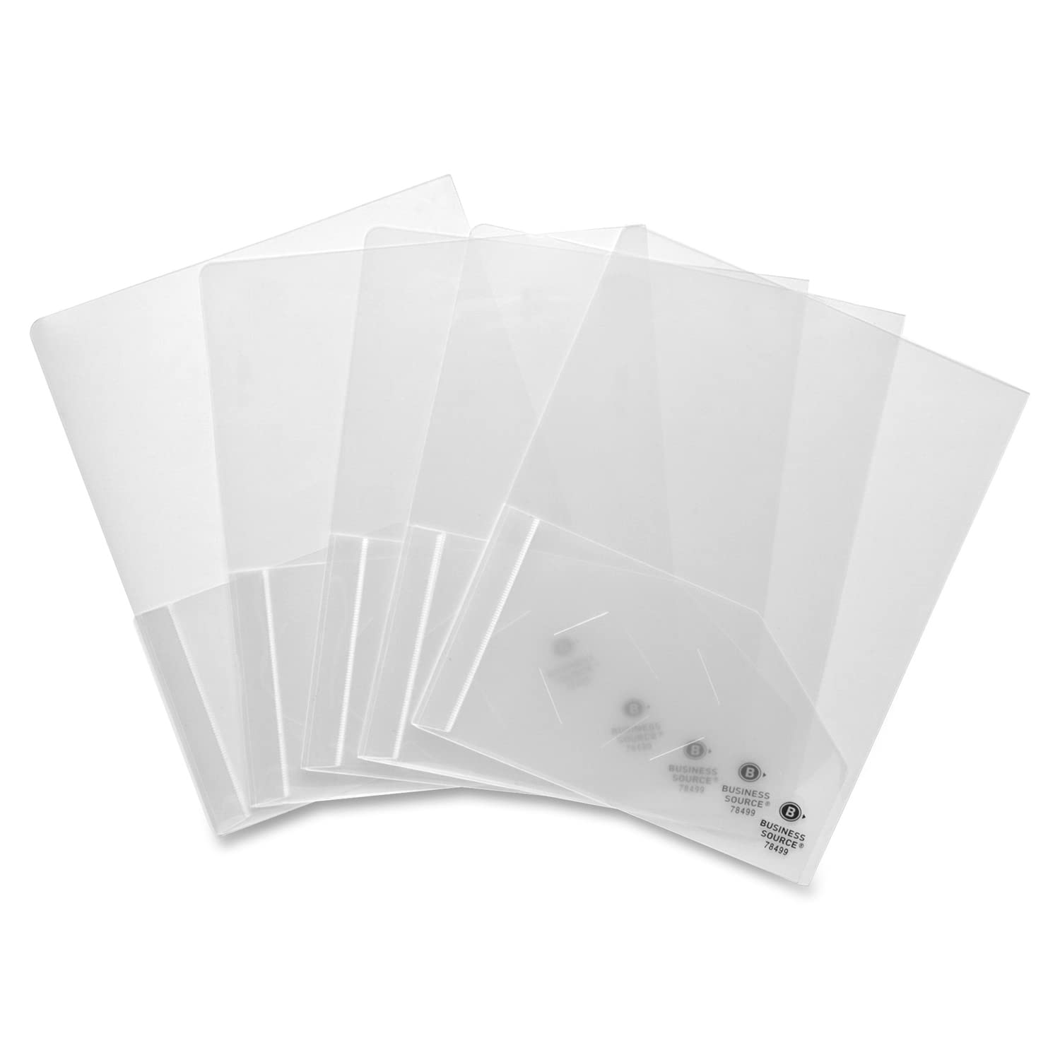 Business Source 78499 Portfolio 2-Pocket 60 Sht Cap 8-1/2-Inch X11-Inch 5/Pk Clear