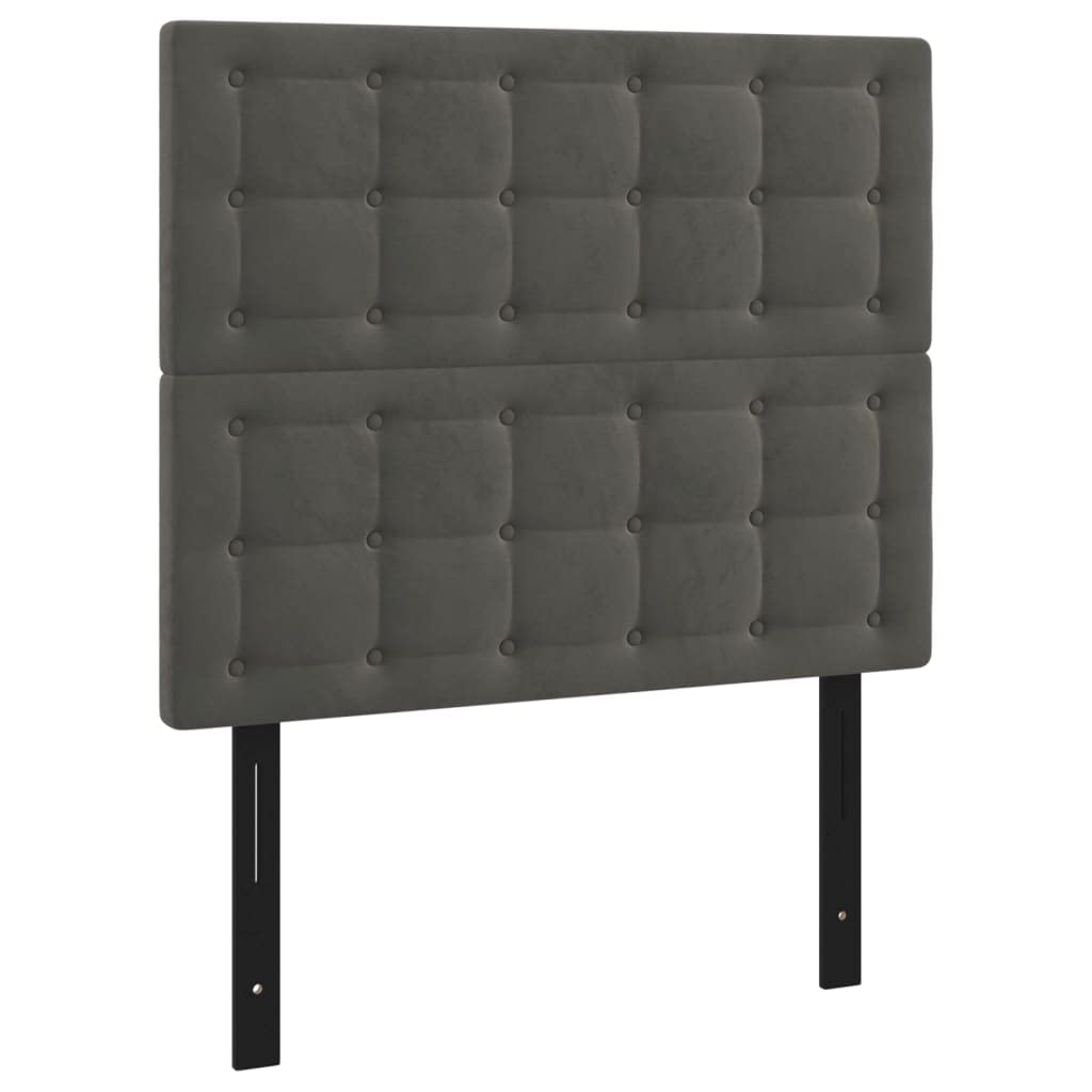 vidaXL Velvet Headboards - Set of 2, Classic Design, Dark Gray, Polyester Material, Foam Filling, Engineered Wood and Solid Larch Wooden Structure