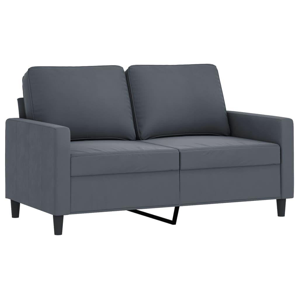 vidaXL Velvet Sofa Set with Cushions - Dark Gray 2-Seater Sofas for Comfortable Seating in Living Room, Lounge Area or Office Space
