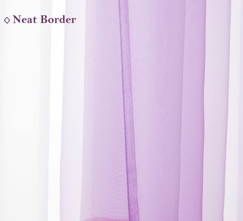 Pi Purple Sheer Curtains 84 Inches Length With Eyelets,Soft Voile Textured,Elegant Window Draperies For Wedding/Villa 2 Panels (W52 X L84, Violet Purple)