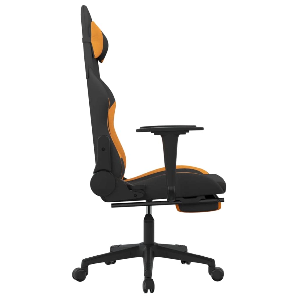 vidaXL Fabric Gaming Chair with Footrest - Adjustable Seat and Backrest - Stylish Black and Dark Yellow Design - Comfortable Foam Filling - Modern Design for Enhanced Gaming Experience