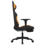 vidaXL Fabric Gaming Chair with Footrest - Adjustable Seat and Backrest - Stylish Black and Dark Yellow Design - Comfortable Foam Filling - Modern Design for Enhanced Gaming Experience