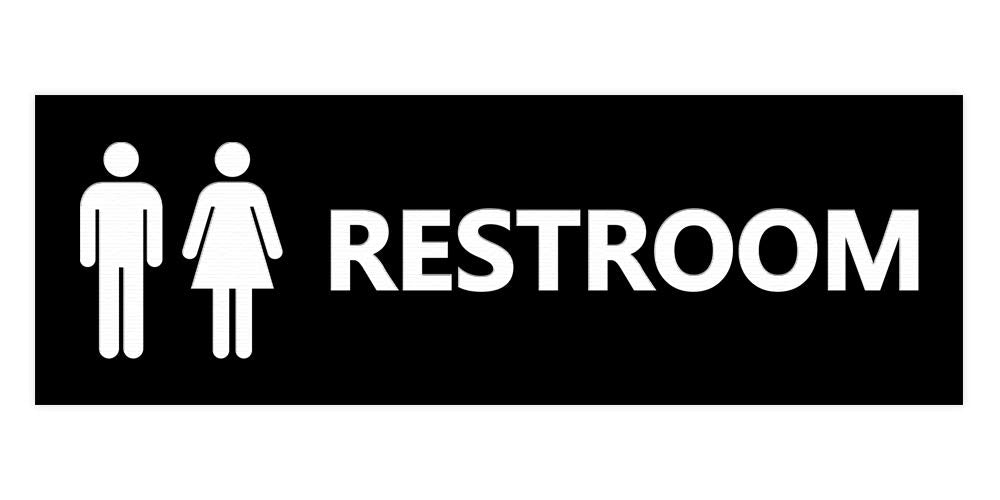 Signs Bylita Basic Unisex Restroom Sign (Black) - Large 1 Pack