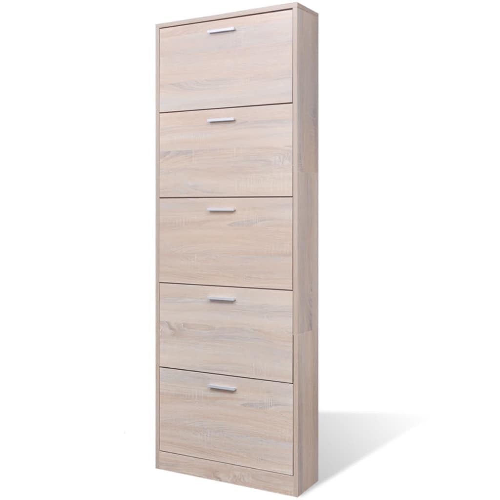 vidaXL Wooden Shoe Cabinet with 5 Drawers Oak Look