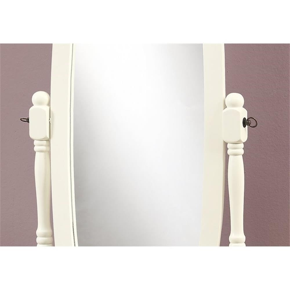 Monarch Solid Wood Oval Cheval Mirror, Antique White