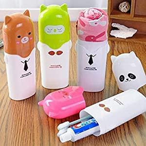 WENGTY Cute Cartoon Animal Toothbrush Holder | Toothbrush Holder Box for Travel | Plastic Material | Tooth Mug Toothpaste Case w