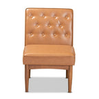 Baxton Studio Riordan Mid-Century Modern Tan Faux Leather Upholstered and Walnut Brown Finished Wood Dining Chair