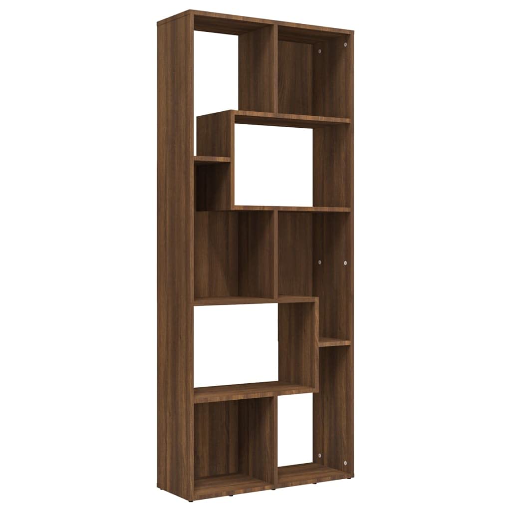 vidaXL Book Cabinet, Book Cabinet Open Shelf Bookcase, Wall Bookshelf for Office Living Room, Shelving Unit, Scandinavian, Black Engineered Wood