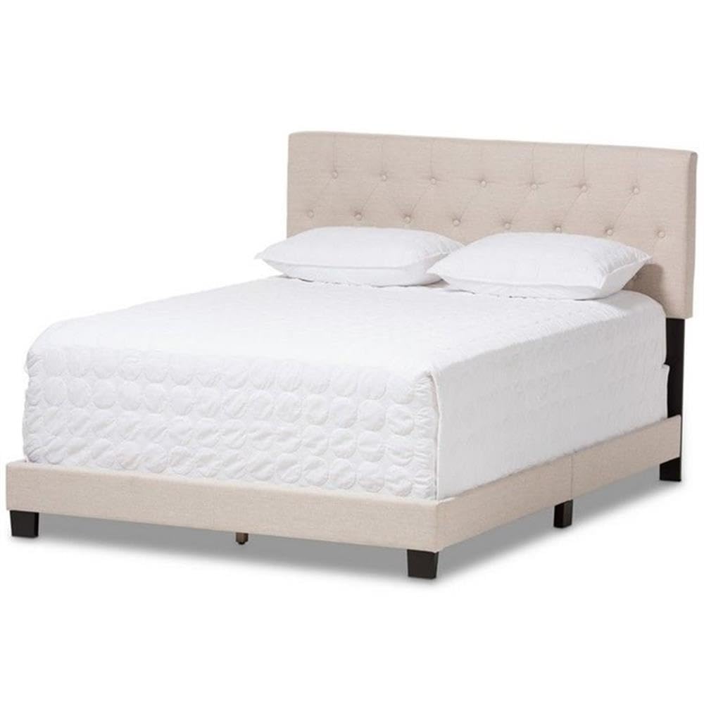 Baxton Studio Cassandra Modern and Contemporary Light Beige Fabric Upholstered Full Size Bed