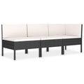 vidaXL Black Poly Rattan Outdoor Lounge Set of 3: Weather-Resistant Patio Furniture with Cushions - Modular Design for Versatile Placement.