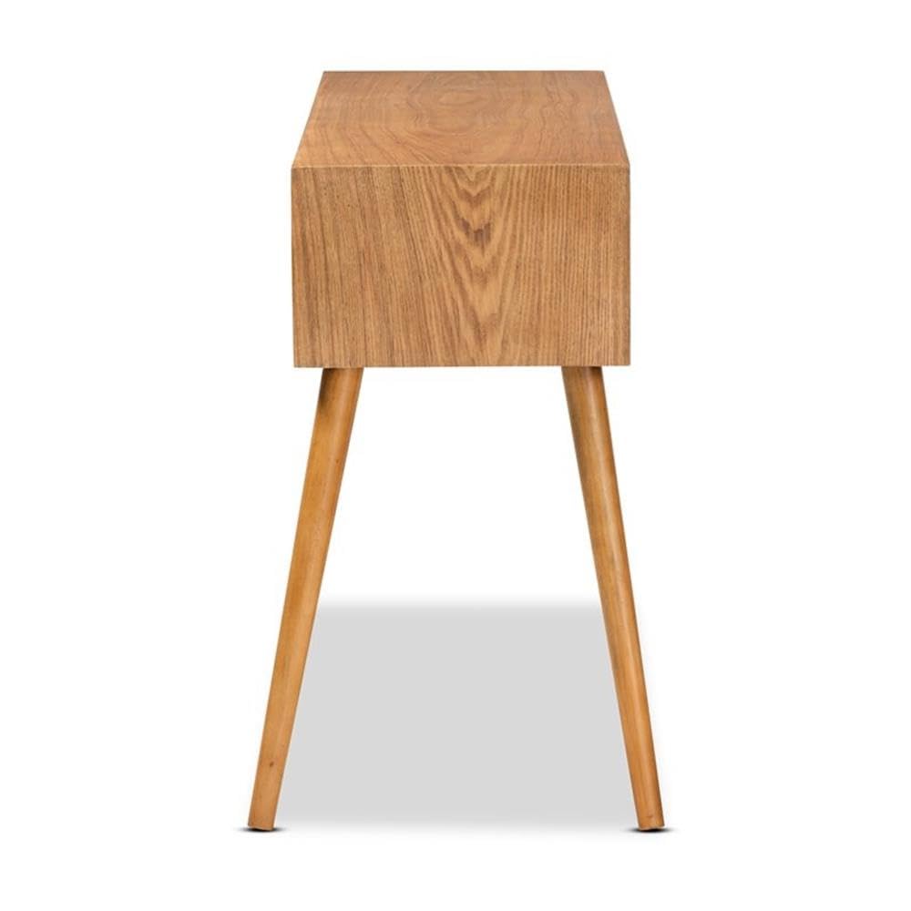 Baxton Studio Mae Mid-Century Modern Natural Brown Finished Wood 2-Drawer Console Table Brown/Wood