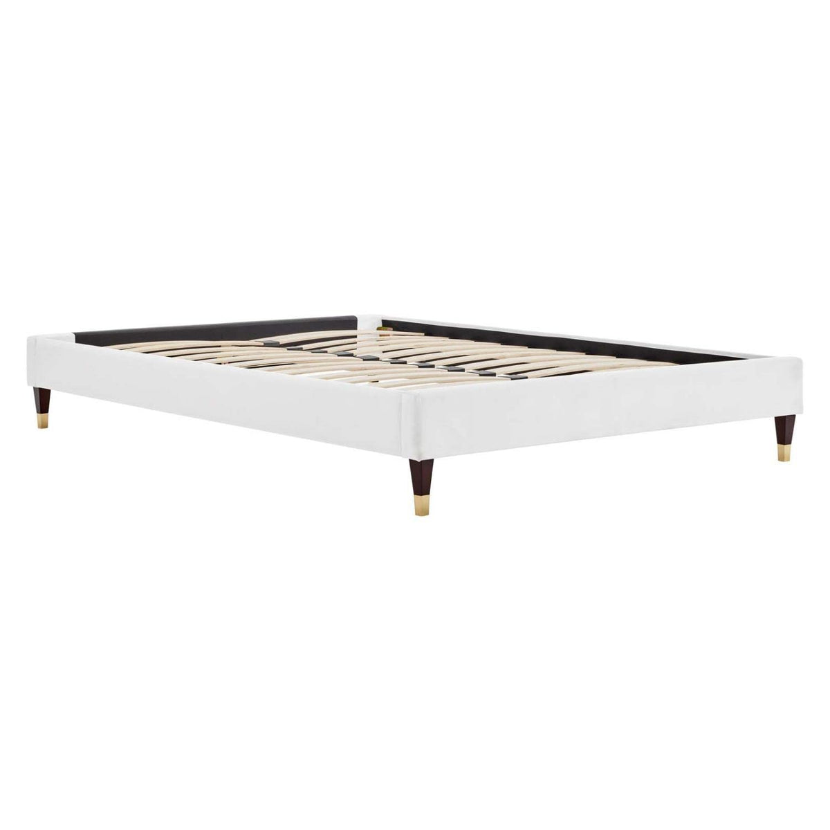 Modway Harlow Full Performance Velvet Platform Bed Frame in White