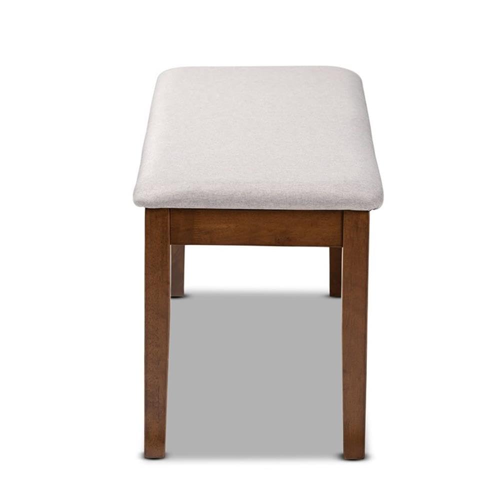 Baxton Studio Teresa Modern and Contemporary Transitional Grey Fabric Upholstered and Walnut Brown Finished Wood Dining Bench