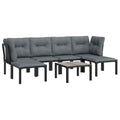 vidaXL 7 Piece Black and Gray Patio Lounge Set - Weather- Poly Rattan/PE Rattan - Powder-Coated Steel Frame - Versatile Modular 