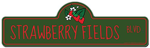 Strawberry Fields Street Sign | Indoor/Outdoor | Funny Home Decor For Garages, Living Rooms, Bedroom, Offices | Signmission Pers