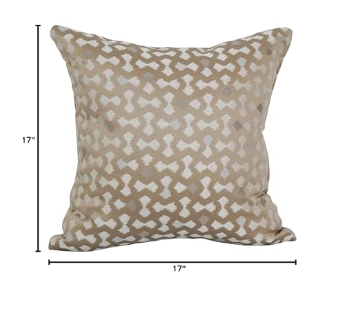 Blazing Needles Square Polyester Jacquard Throw Pillow, 17", Talamols Camel