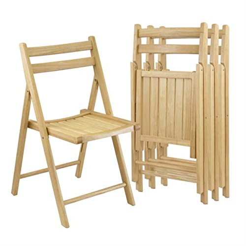 Ergode Compact Folding Chairs - Set of 4, Solid Wood, Natural Finish