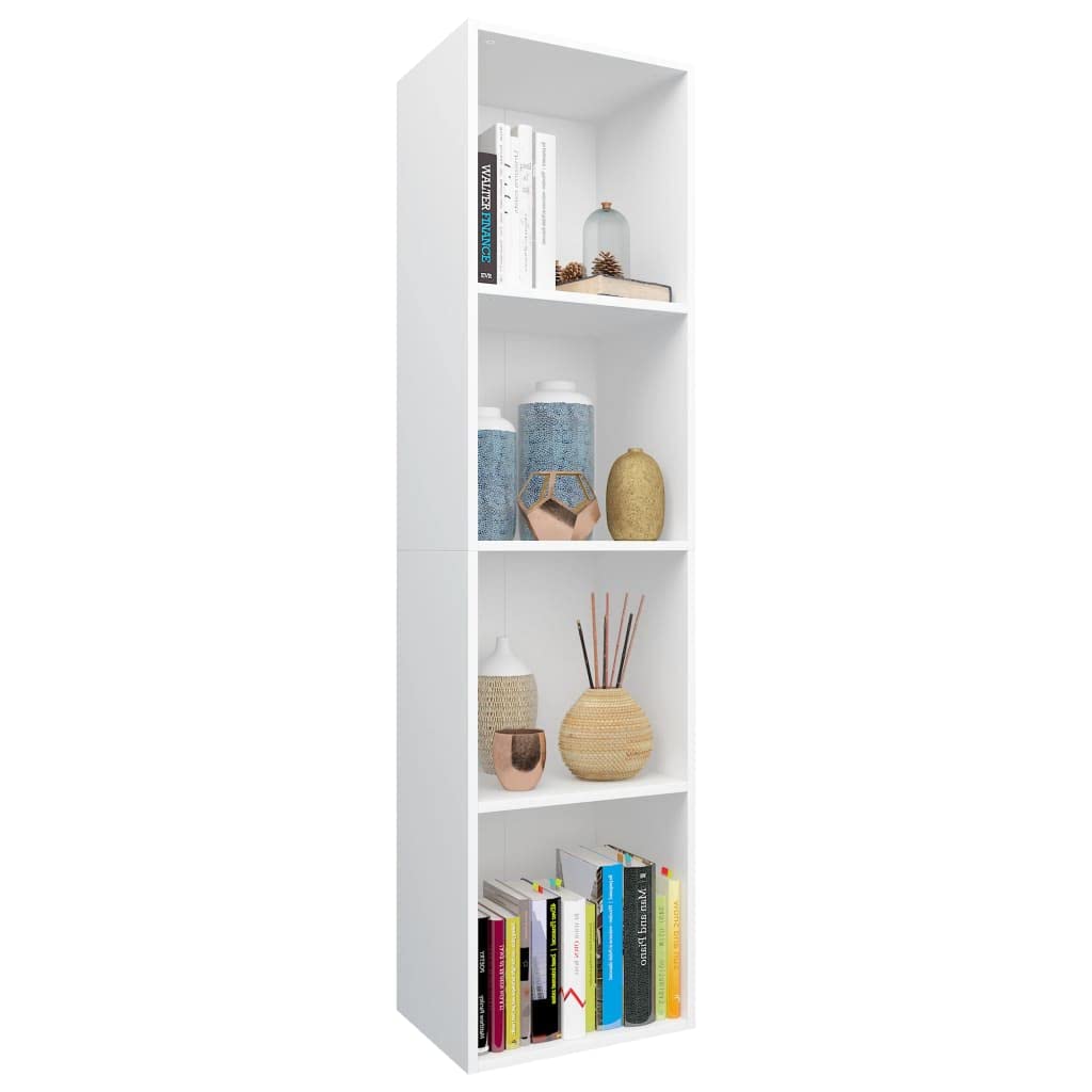vidaXL Book Cabinet, Bookshelf TV Stand, Wall Bookcase for Office Living Room, Decorative Shelving Unit, Modern Style, White Engineered Wood