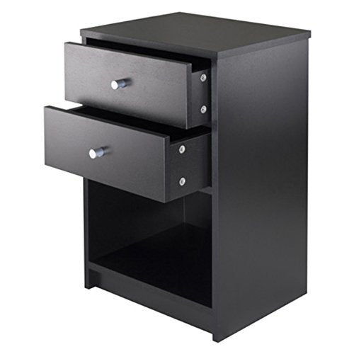 Ergode Deluxe Wood Sasha Accent Table | Sleek Curved Design | Ample Storage | Black Finish | Multiple Finishes Available | Assembly Hardware Included | 20' W x 20' D x 27' H (20936-VV)