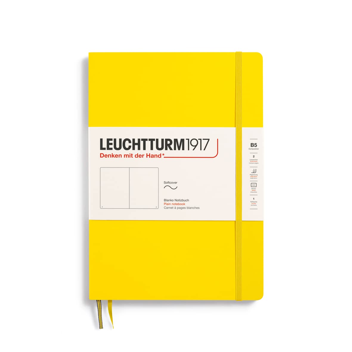 Leuchtturm1917 - Notebook Softcover Composition B5-123 Numbered Pages For Writing And Journaling (Plain, Lemon)