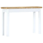 vidaXL Solid Mango Wood Console/Side Table 43.3"x13.7"x29.5", White and Brown, Scandinavian and Farmhouse Style, Functional Drawer, Unique and Elegant Design
