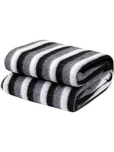 MAMRAJ Stylish Polar Striped Single Bed AC Fleece Wool Blanket  58x88 Inch (Black and White) Skin Friendly.