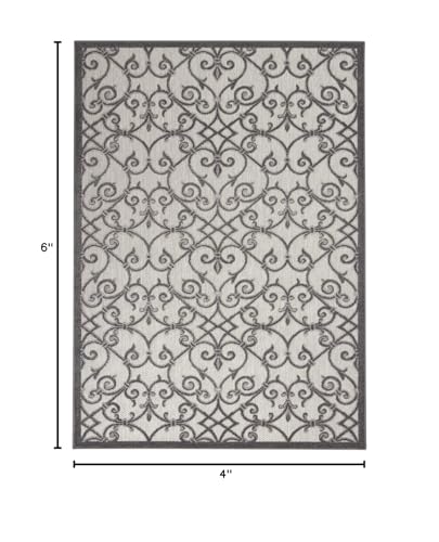 HomeRoots Grey/Charcoal 100% Polypropylene 4’ x 6’ Gray and Charcoal Indoor Outdoor Area Rug