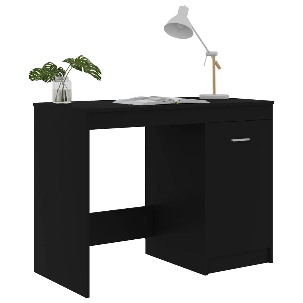 vidaXL Modern Scandinavian Style Desk, Black 39.4&quot;x19.7&quot;x29.9&quot; with Integrated Cabinet, Engineered Wood - Ideal for Home Office and Study Area