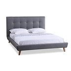 Baxton Studio Jonesy Scandinavian Style Mid Century Fabric Upholstered Platform Bed, Queen, Grey