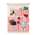 Jigva 7 Pocket Wall Hanging Storage Bag With 2 Hook Cotton Linen Hanging Pockets Organizer Wall Decoration Door Closet Hanging B