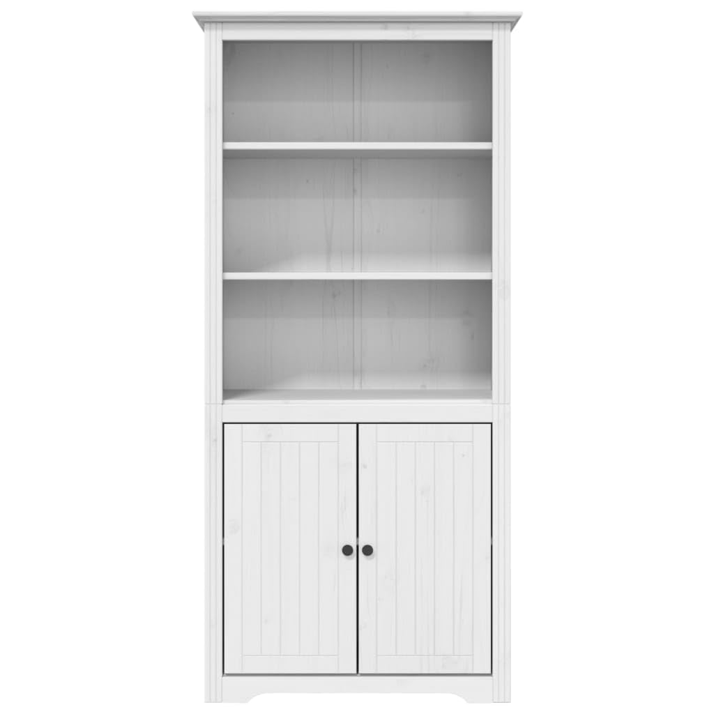 vidaXL Bookcase, Storage Shelf for Books, High Sideboard, Side Cabinet for Living Room, Office, Solid White Pine Wood