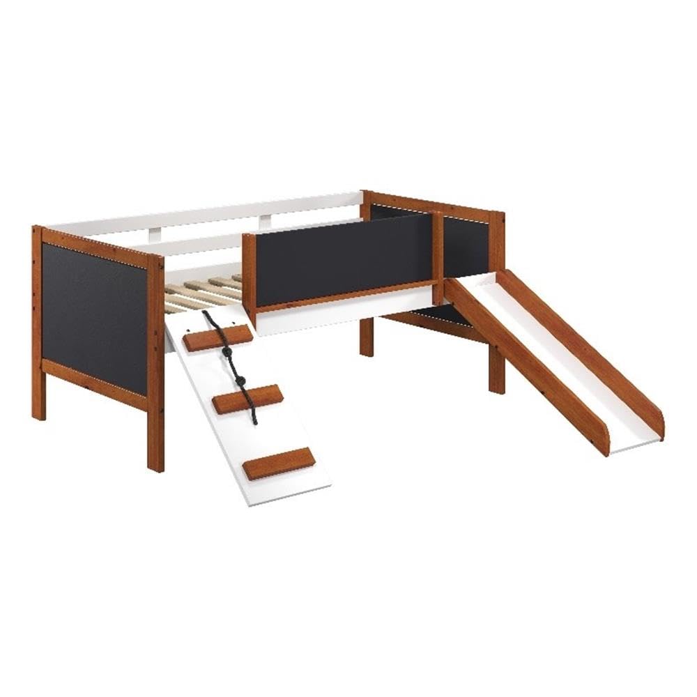 Acme Aurea Twin Loft Bed with Slide in Cherry Oak and White