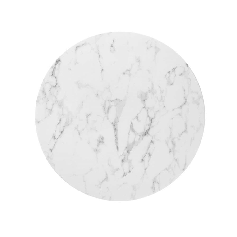 Modway Lippa Mid-Century Modern 36" Round Artificial Marble Dining Table In Black White