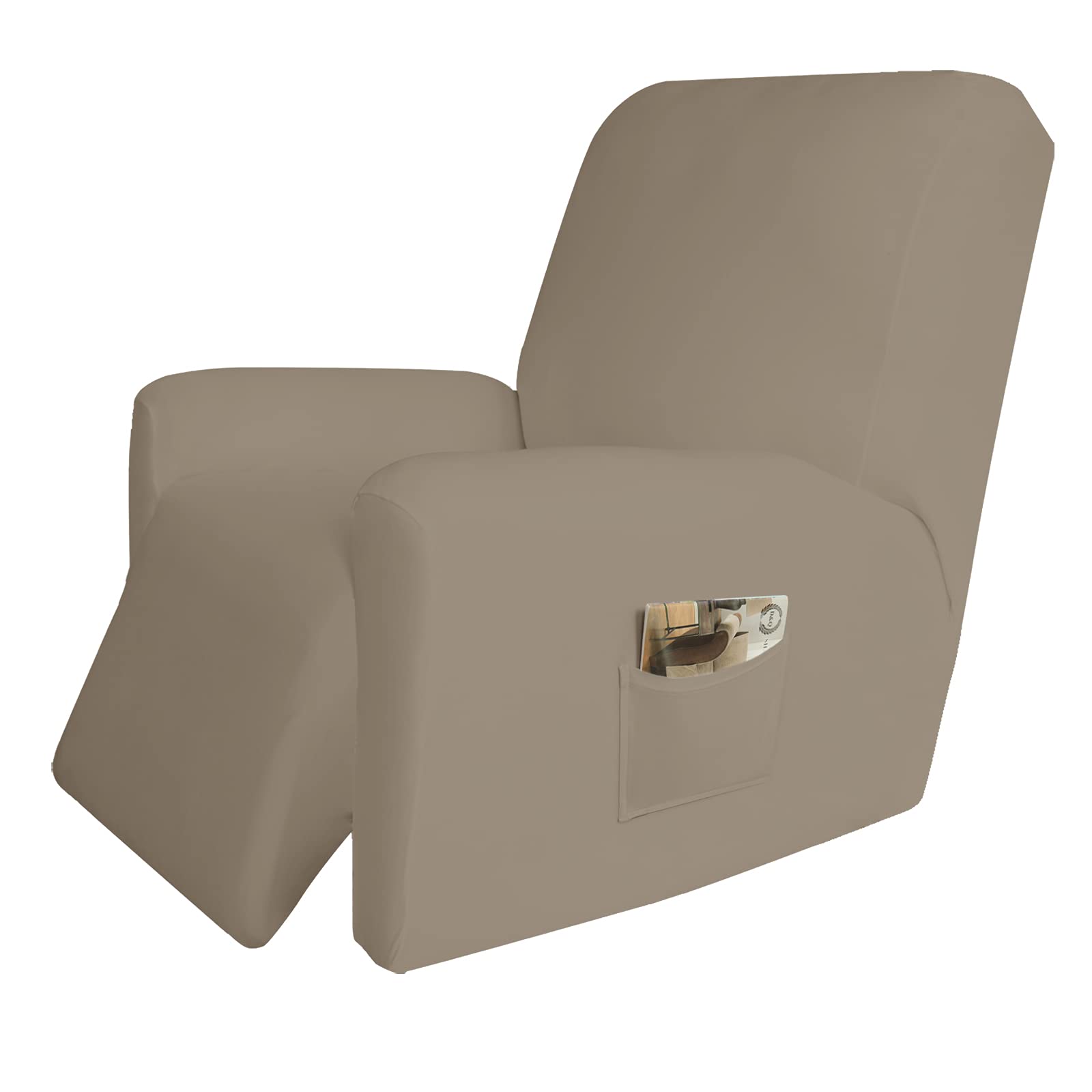 Easy-Going 4 Pieces Microfiber Stretch Recliner Slipcover - Spandex Soft Fitted Sofa Couch Cover, Washable Furniture Protector With Elastic Bottom For Kids, Pet(Recliner, Natural)