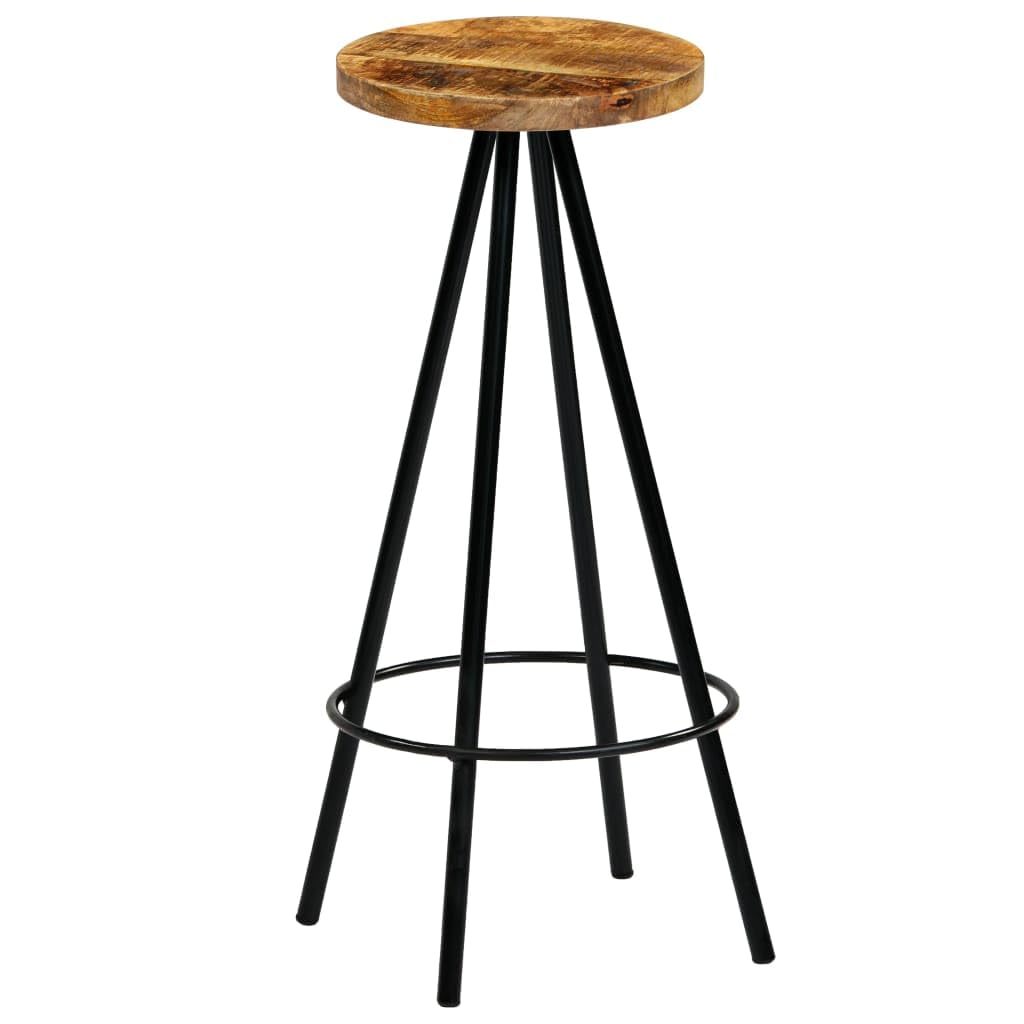 vidaXL Industrial Style Bar Stools - Robust Solid Mango Wood and Steel Frame - Comfortable Footrest - Easy Assembly - Set of 4