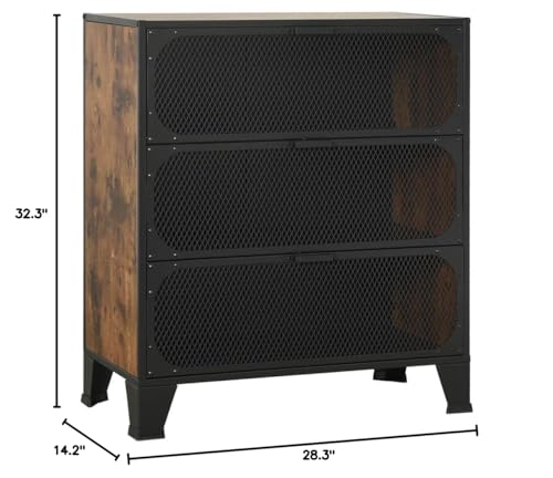 vidaXL Storage Cabinets 2 Pcs, File Cabinet with Doors, Display Cabinet for Living Room Office, Storage Organizer, Rustic Brown Metal and MDF