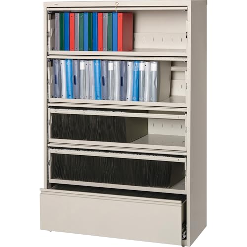 Lorell Llr43516 Receding Lateral File With Roll Out Sleeves, Putty