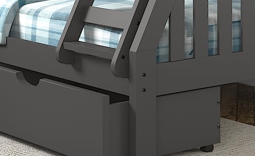 Donco Kids Austin Mission Twin Over Full Dark Grey Bunkbed with Dual Underbed Drawers