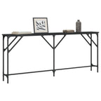 vidaXL Console Table with Metal Frame and Engineered Wood, Black, Rectangular Hallway Table for Living Room, Adjustable Feet