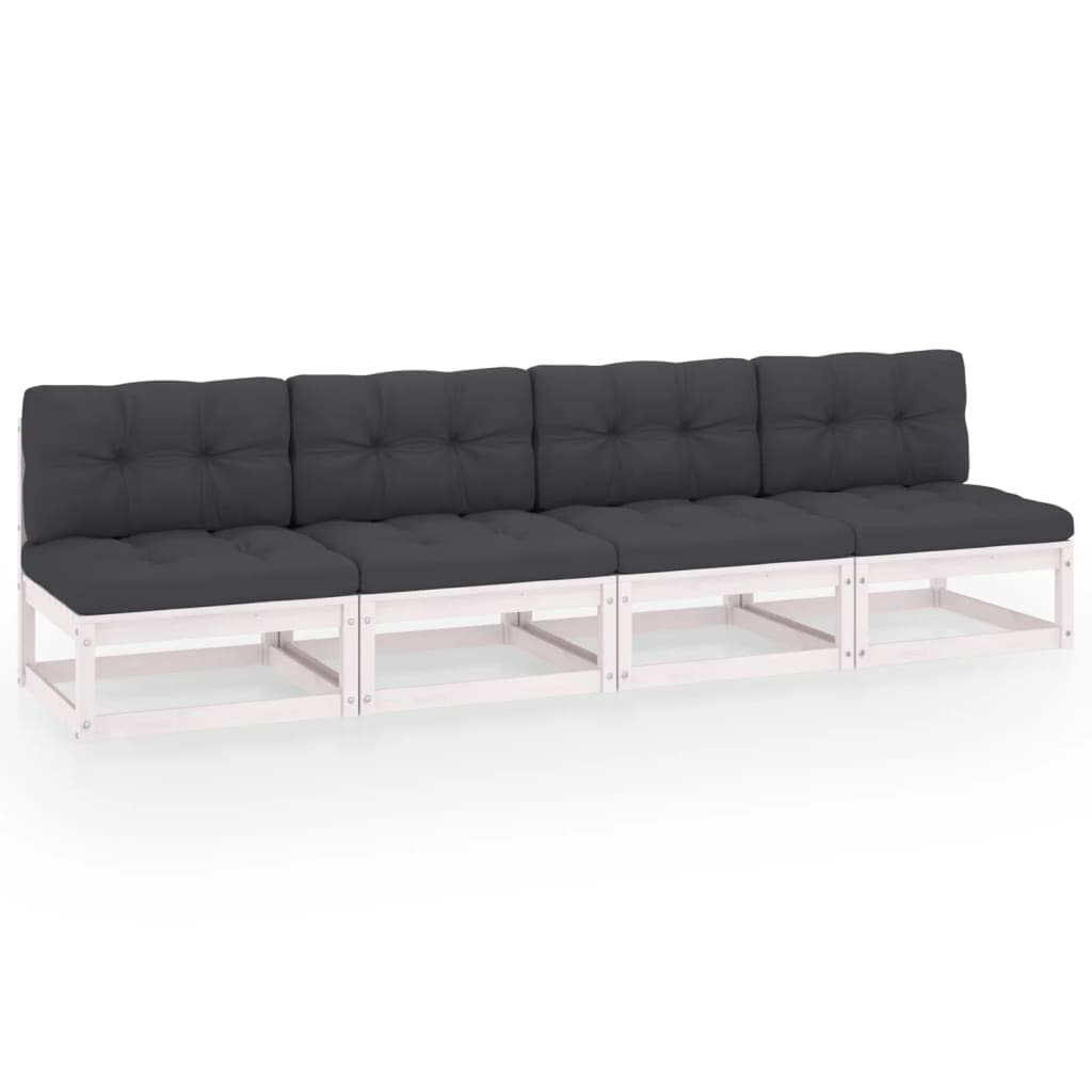 vidaXL Patio Furniture, 4-Seater Conversation Sofa with Cushions, Outdoor Couch Furniture Sectional Sofa for Balcony Garden, Solid Wood Pine-Like New Condition