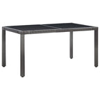 vidaXL Outdoor Dining Set - 7 Piece Poly Rattan Gray Patio Furniture with Tempered Glass Table Top, Removable Cushions, and Unique Open Weave Pattern