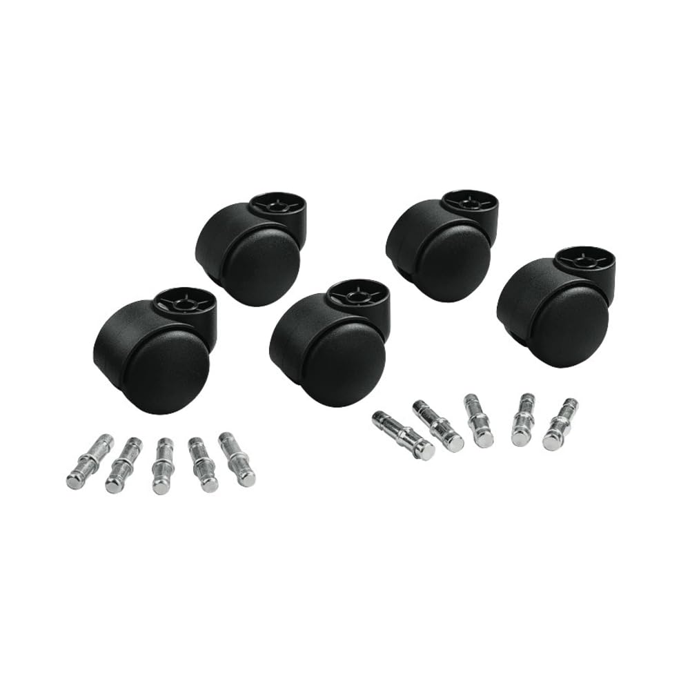 Deluxe Futura Hooded Chair Mat Casters, 7/16' Dia. x7/8' Long and 3/8' Dia. x7/8' Long Stems, 120 lbs./Caster, Matte Black F