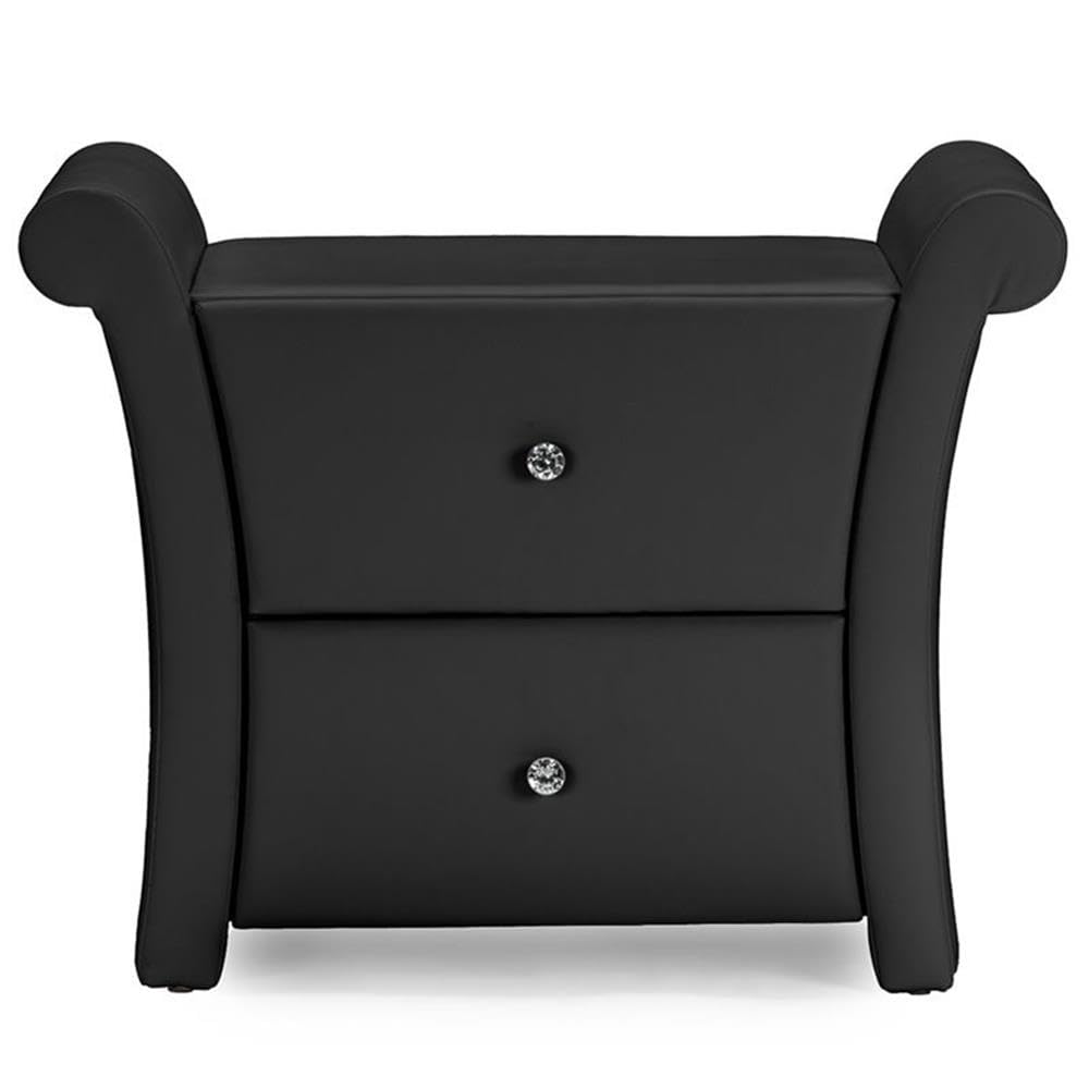 Baxton Studio Victoria Faux Leather Upholstered Modern Nightstand, Large, Black