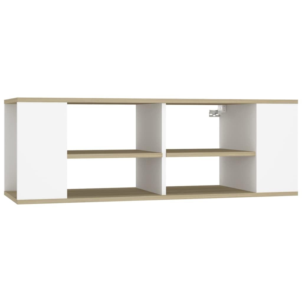 806243 vidaXL Wall-Mounted TV Cabinet White&Sonoma Oak 40.2&quot;x14&quot;x14&quot; Chipboard