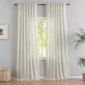 120 Inches Extra Long Linen Curtains Living Room,1 Pair Back Tab Neutral Farmhouse Light Filtering Semi Sheer Boho Linen Curtains,Floor To Ceiling Large Window Patio Sliding Door 10 Feet Drapery,Cream